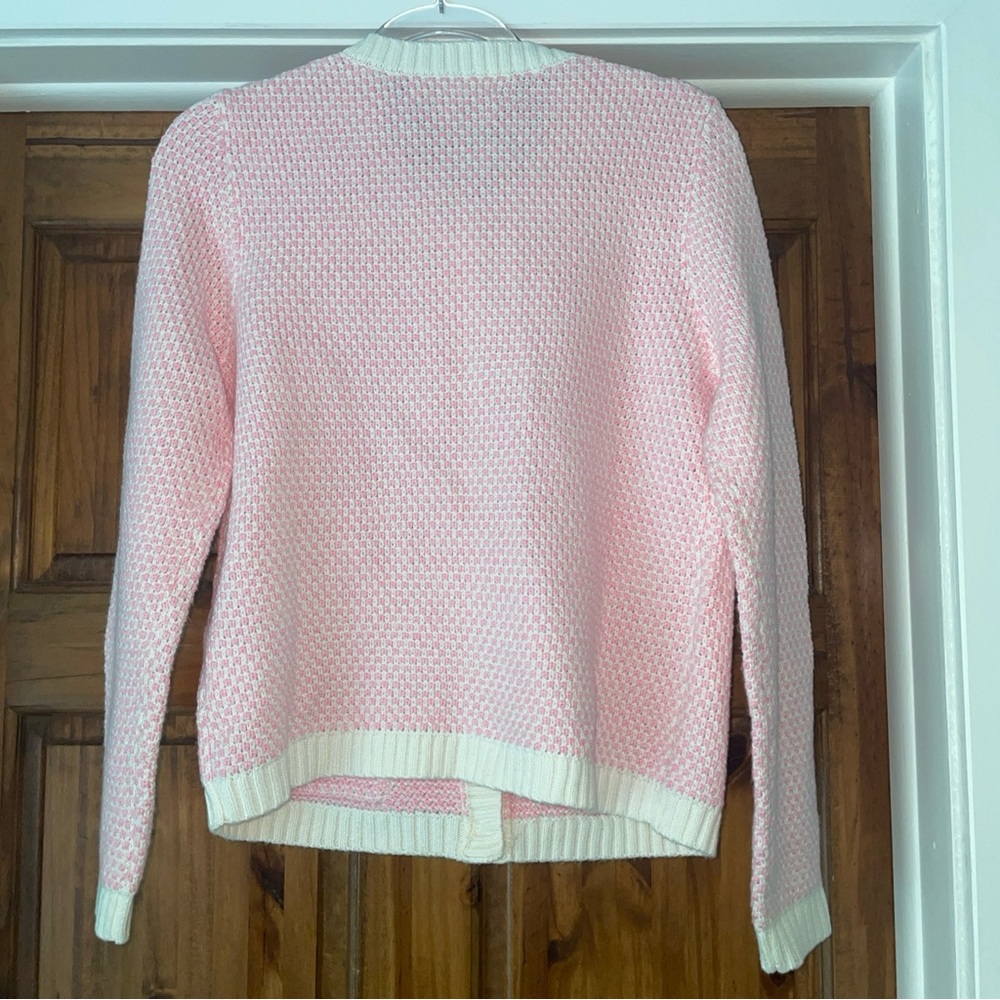 Lilly Pulitzer Cavan Cardigan Woven Knit Red Pink Gold Buttons Pockets Size M - Picture 8 of 11